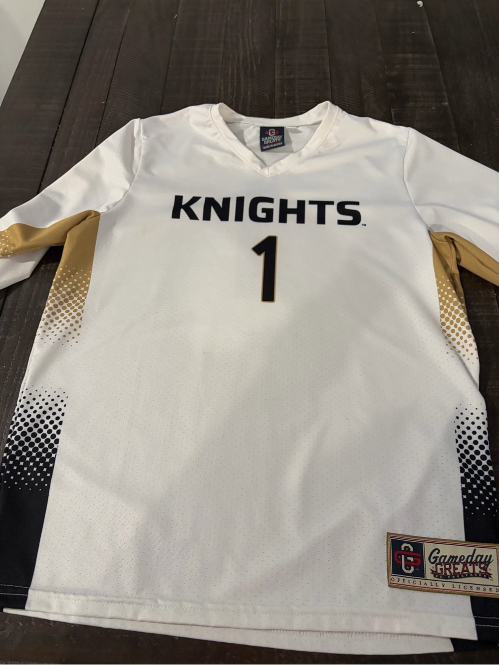 UCF Knights  White and Gold #1 Athletic volley ball Jersey -youth large